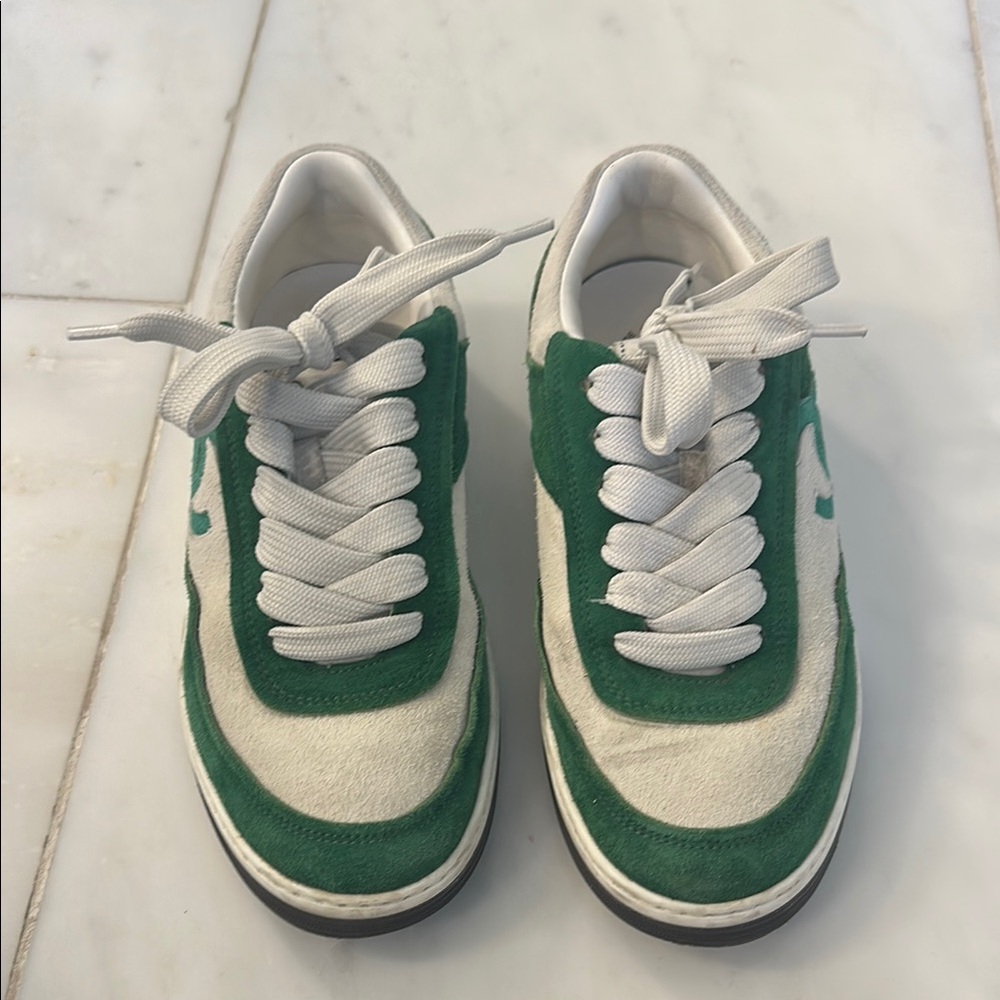 Green and White Sneakers